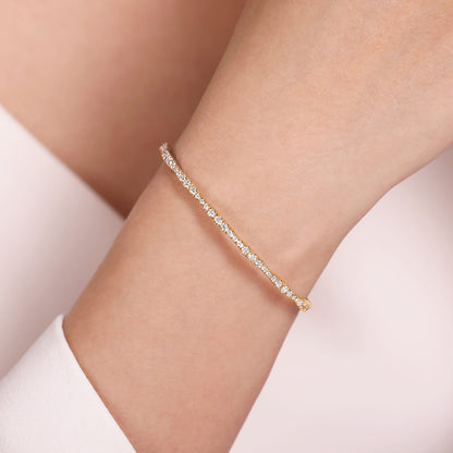 14K Yellow Gold Diamond Station Bangle — Gabriel & Co. BG3707-65Y45JJ