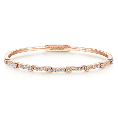 14K Rose Gold Bezel Station Diamond Bangle — Gabriel & Co. BG3843-62K45JJ