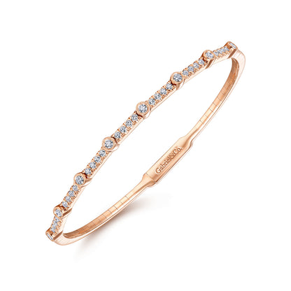 14K Rose Gold Bezel Station Diamond Bangle — Gabriel & Co. BG3843-62K45JJ