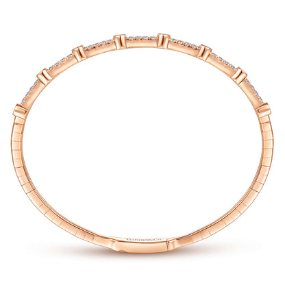 14K Rose Gold Bezel Station Diamond Bangle — Gabriel & Co. BG3843-62K45JJ