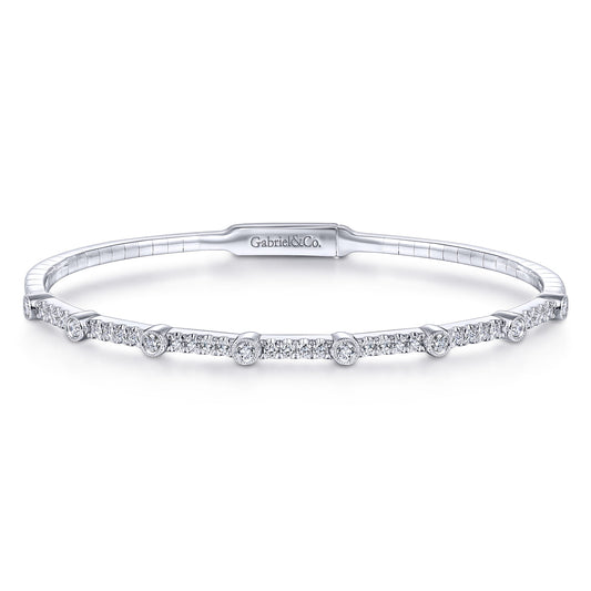 14K White Gold Bezel Station Diamond Bangle — Gabriel & Co. BG3843-62W45JJ