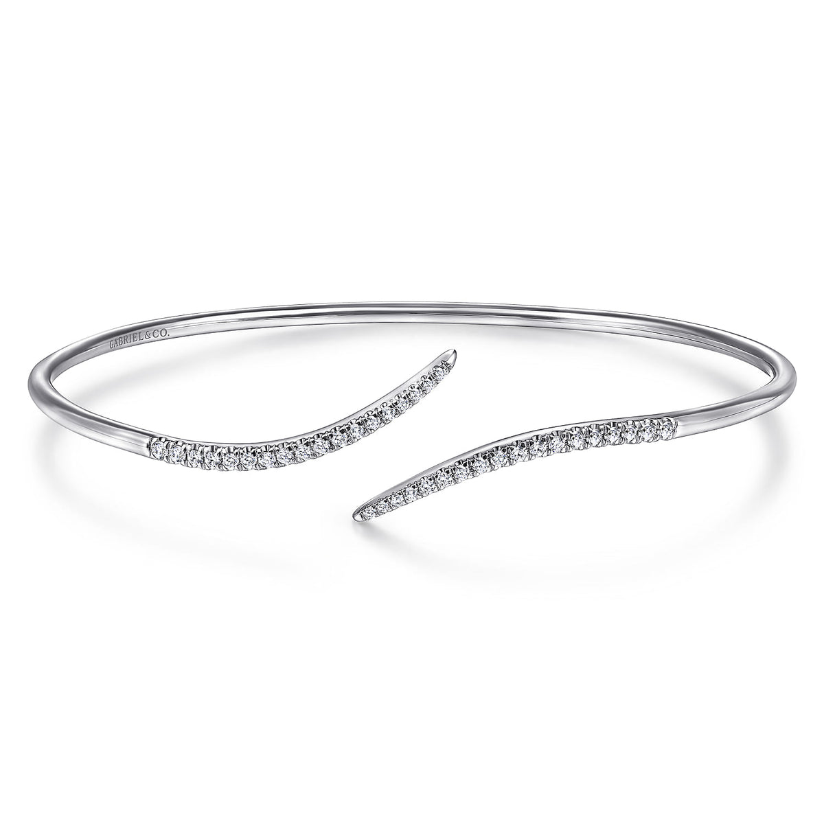 14K White Gold Diamond Bypass Open Bangle — Gabriel & Co. BG3850W45JJ