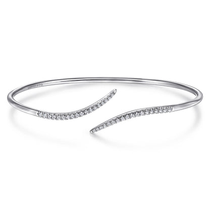 14K White Gold Diamond Bypass Open Bangle — Gabriel & Co. BG3850W45JJ
