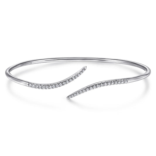 14K White Gold Diamond Bypass Open Bangle — Gabriel & Co. BG3850W45JJ