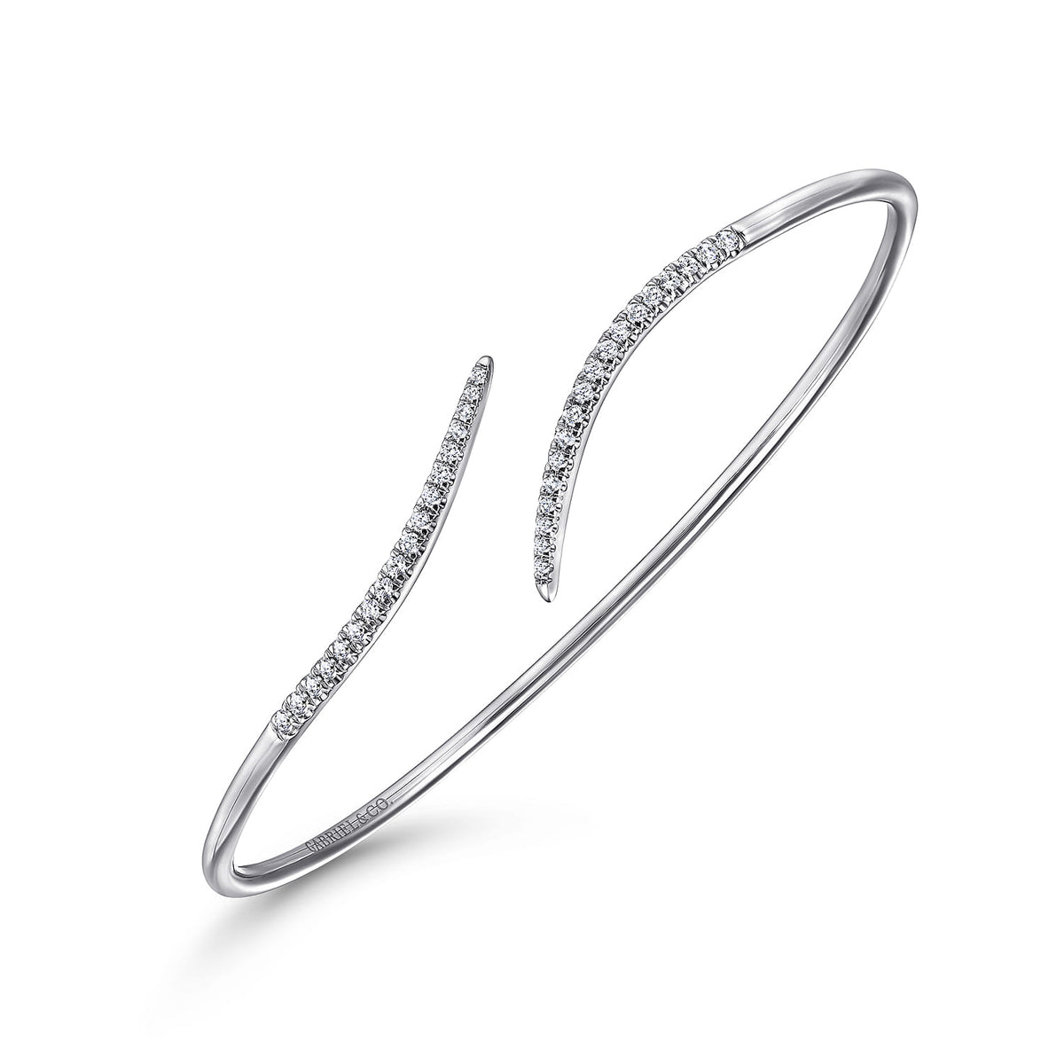 14K White Gold Diamond Bypass Open Bangle — Gabriel & Co. BG3850W45JJ