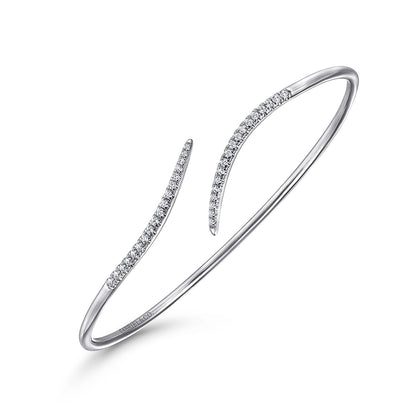14K White Gold Diamond Bypass Open Bangle — Gabriel & Co. BG3850W45JJ