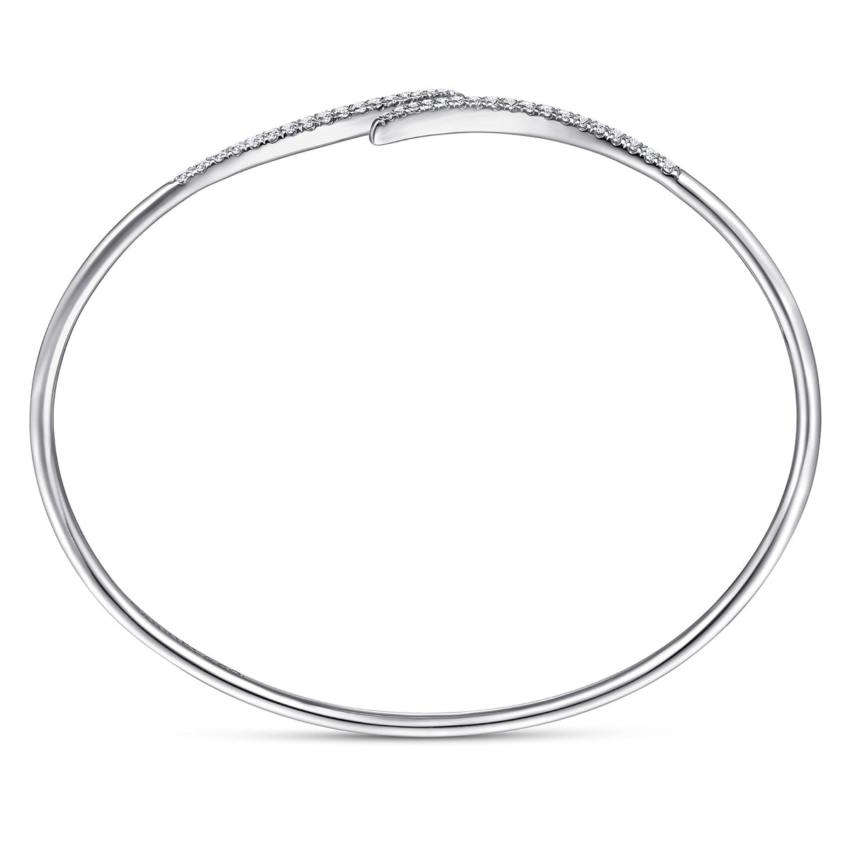 14K White Gold Diamond Bypass Open Bangle — Gabriel & Co. BG3850W45JJ