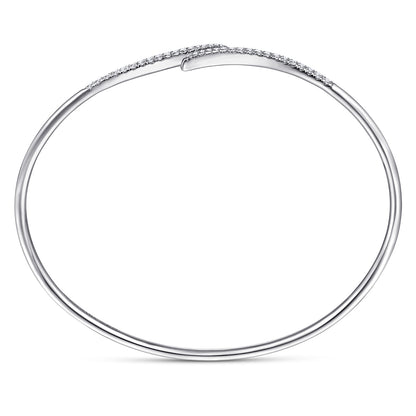 14K White Gold Diamond Bypass Open Bangle — Gabriel & Co. BG3850W45JJ