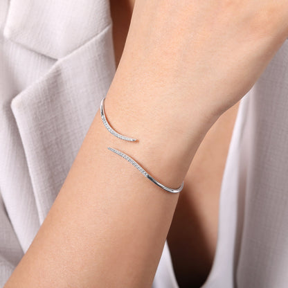 14K White Gold Diamond Bypass Open Bangle — Gabriel & Co. BG3850W45JJ