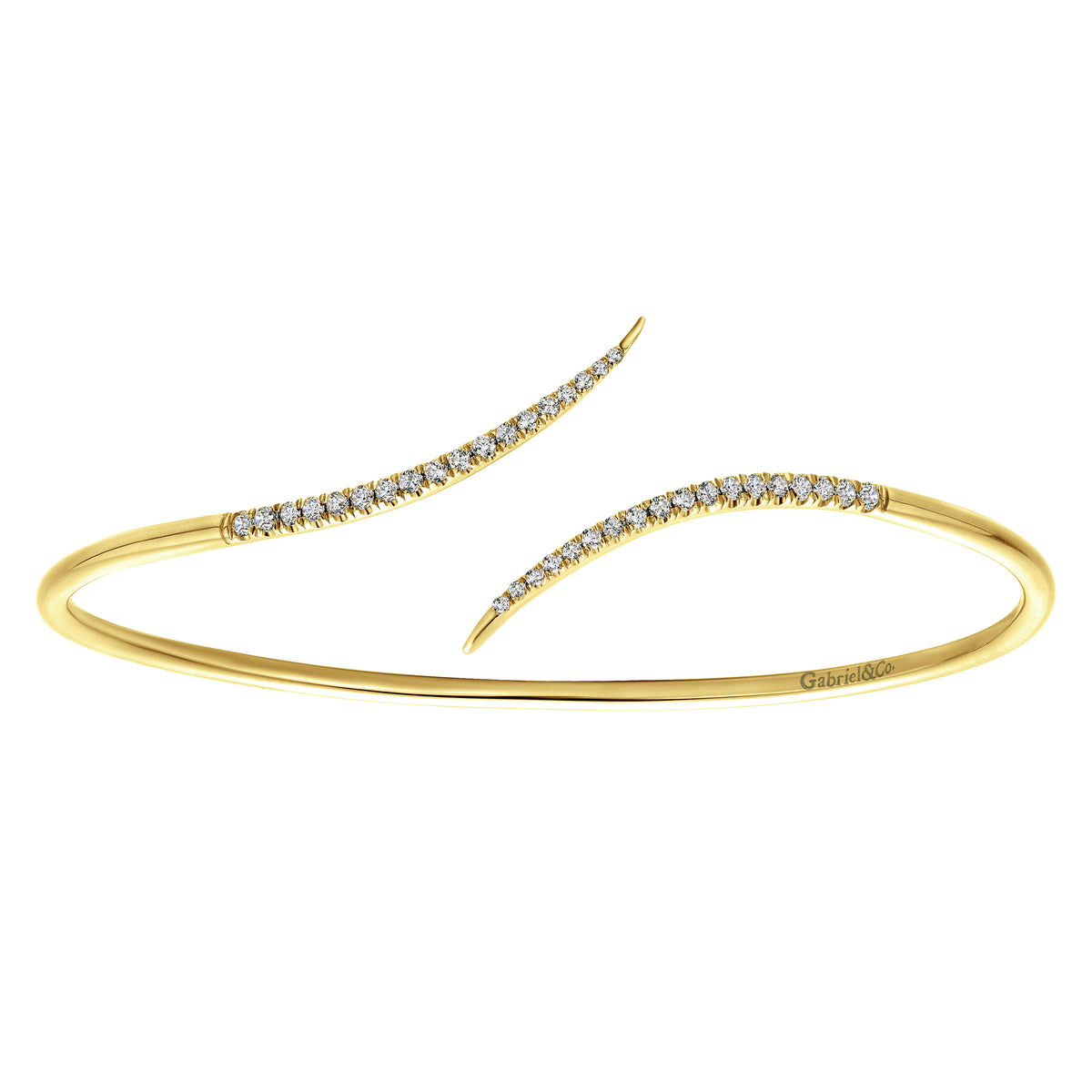 14K Yellow Gold Diamond Bypass Open Bangle — Gabriel & Co. BG3850Y45JJ