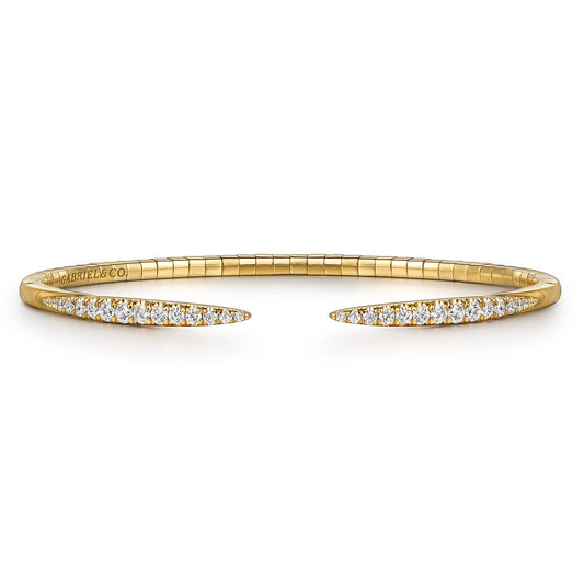 14K Yellow Gold Split Diamond Spike Bangle — Gabriel & Co. BG3912-62Y45JJ