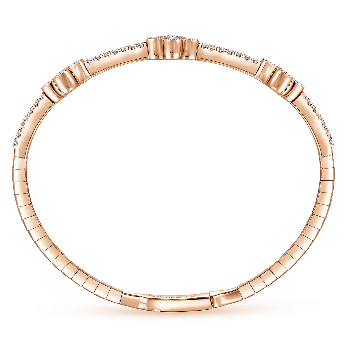 14K Rose Gold Bangle with Quatrefoil Diamond Stations — Gabriel & Co. BG3969-62K45JJ
