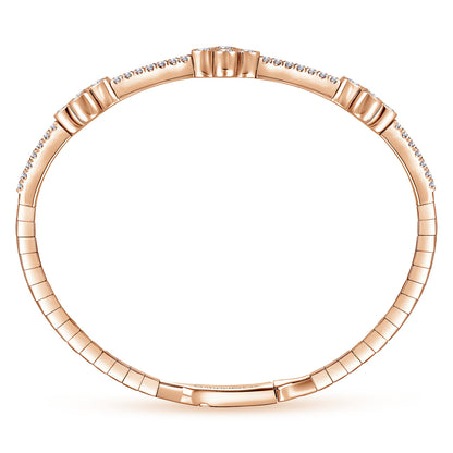 14K Rose Gold Bangle with Quatrefoil Diamond Stations — Gabriel & Co. BG3969-62K45JJ