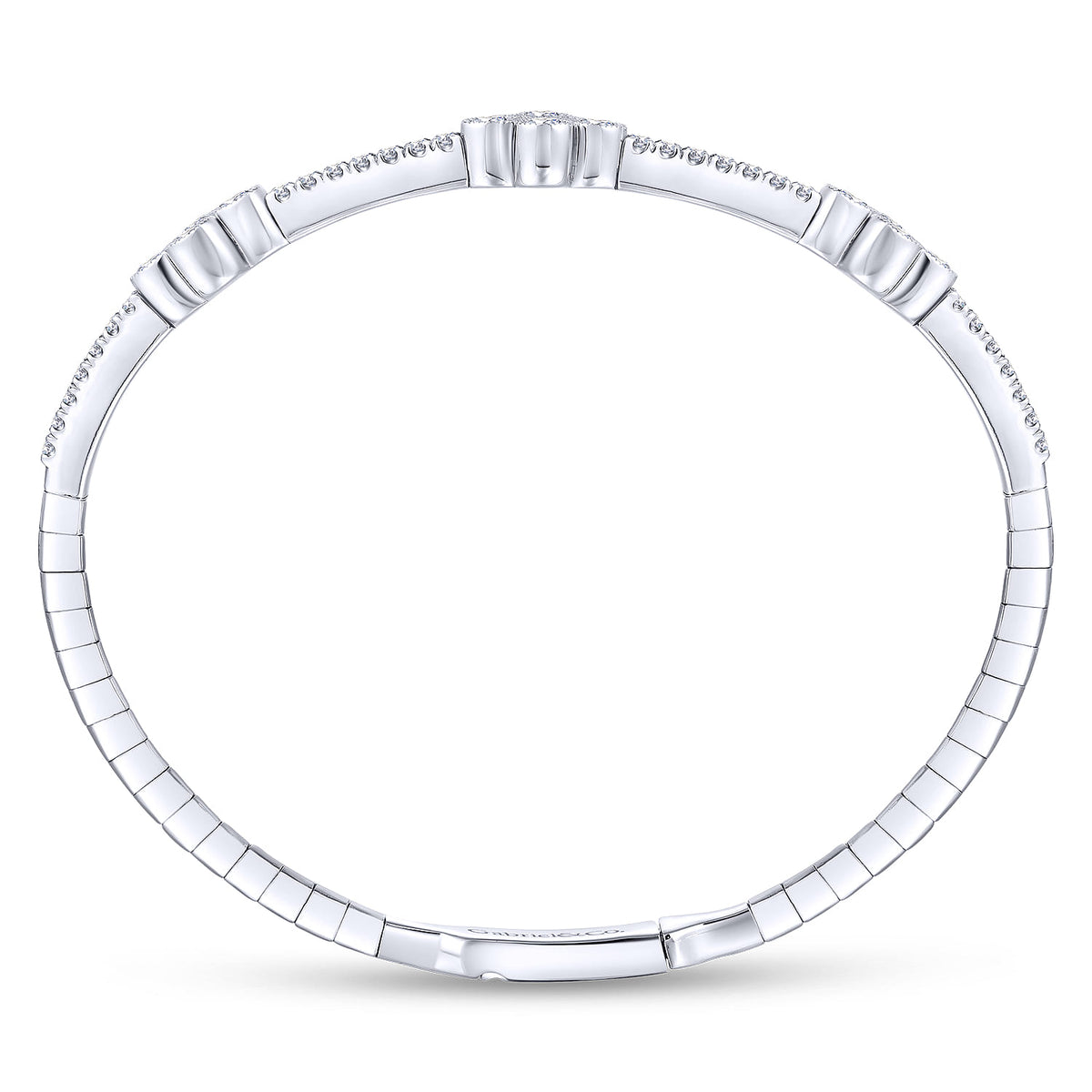 14K White Gold Bangle with Quatrefoil Diamond Stations — Gabriel & Co. BG3969-62W45JJ