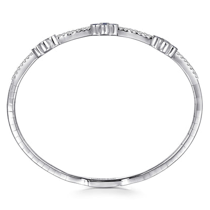 14K White Gold Bangle with Diamond and Sapphire Quatrefoil Stations — Gabriel & Co. BG3969-62W45SA