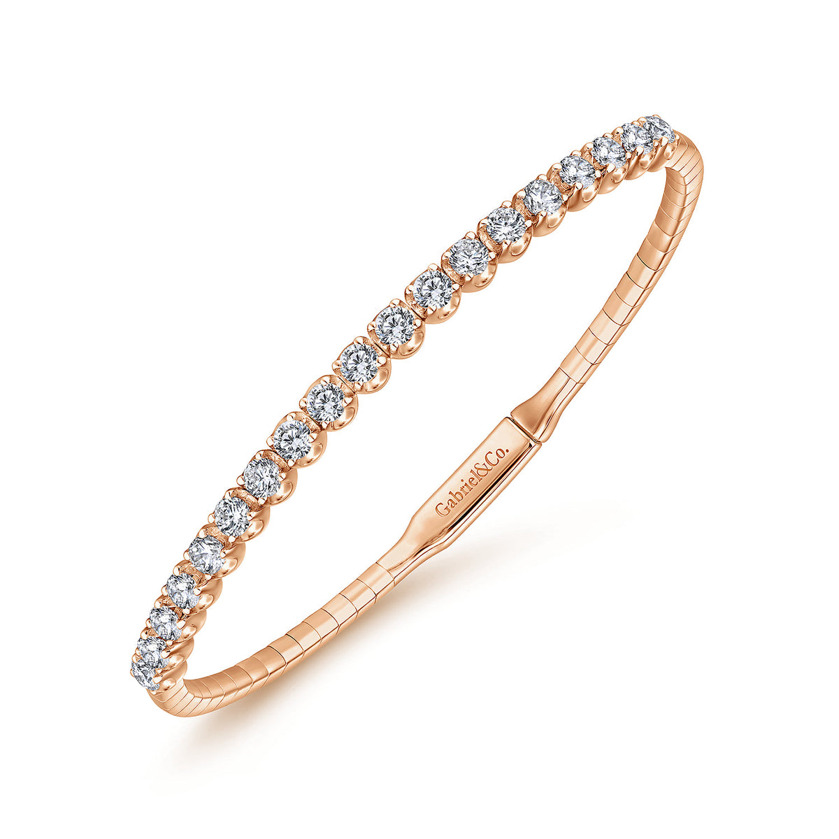 14K Rose Gold Diamond Bangle — Gabriel & Co. BG3976-65K45JJ
