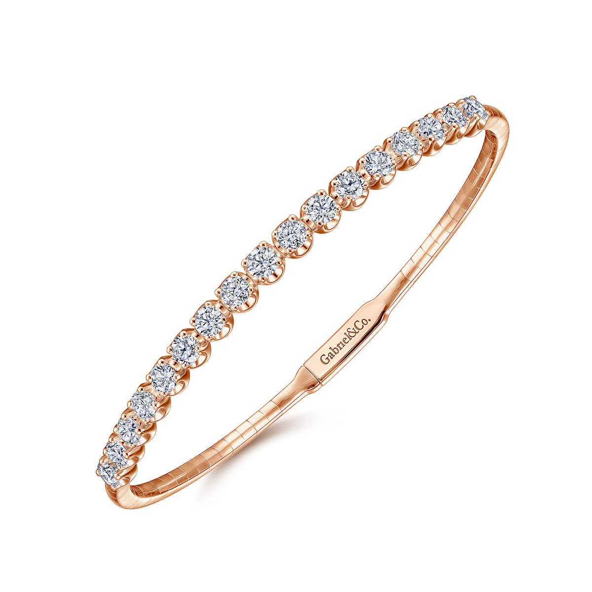 14K Rose Gold Diamond Bangle — Gabriel & Co. BG3977-65K45JJ