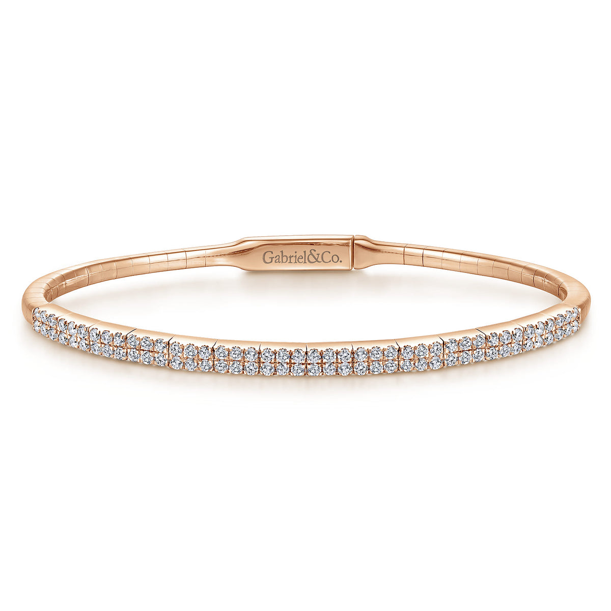14K Rose Gold Two Row Diamond Bangle — Gabriel & Co. BG4009-62K45JJ