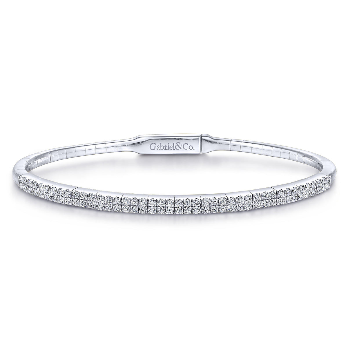 14K White Gold Two Row Diamond Bangle — Gabriel & Co. BG4009-62W45JJ