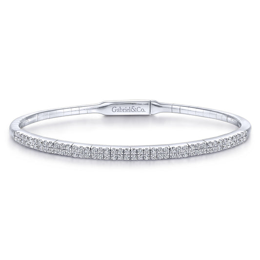 14K White Gold Two Row Diamond Bangle — Gabriel & Co. BG4009-62W45JJ