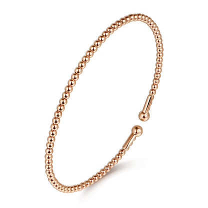 Split 14K Rose Gold Beaded Bujukan Bangle — Gabriel & Co. BG4107-6K4JJJ