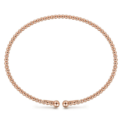Split 14K Rose Gold Beaded Bujukan Bangle — Gabriel & Co. BG4107-6K4JJJ