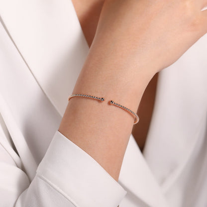 Split 14K Rose Gold Beaded Bujukan Bangle — Gabriel & Co. BG4107-6K4JJJ