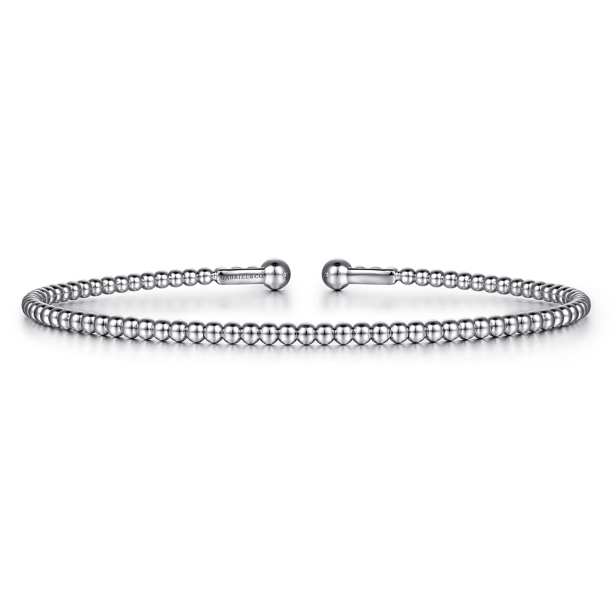Split 14K White Gold Beaded Bujukan Bangle — Gabriel & Co. BG4107-6W4JJJ