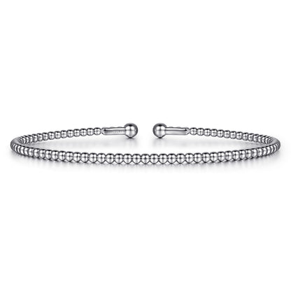 Split 14K White Gold Beaded Bujukan Bangle — Gabriel & Co. BG4107-6W4JJJ