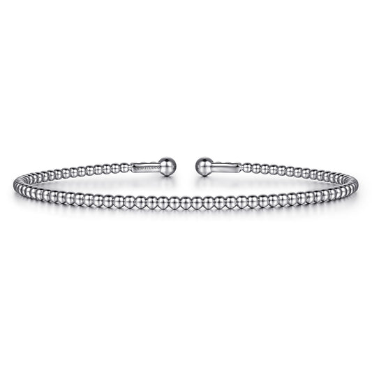 Split 14K White Gold Beaded Bujukan Bangle — Gabriel & Co. BG4107-6W4JJJ