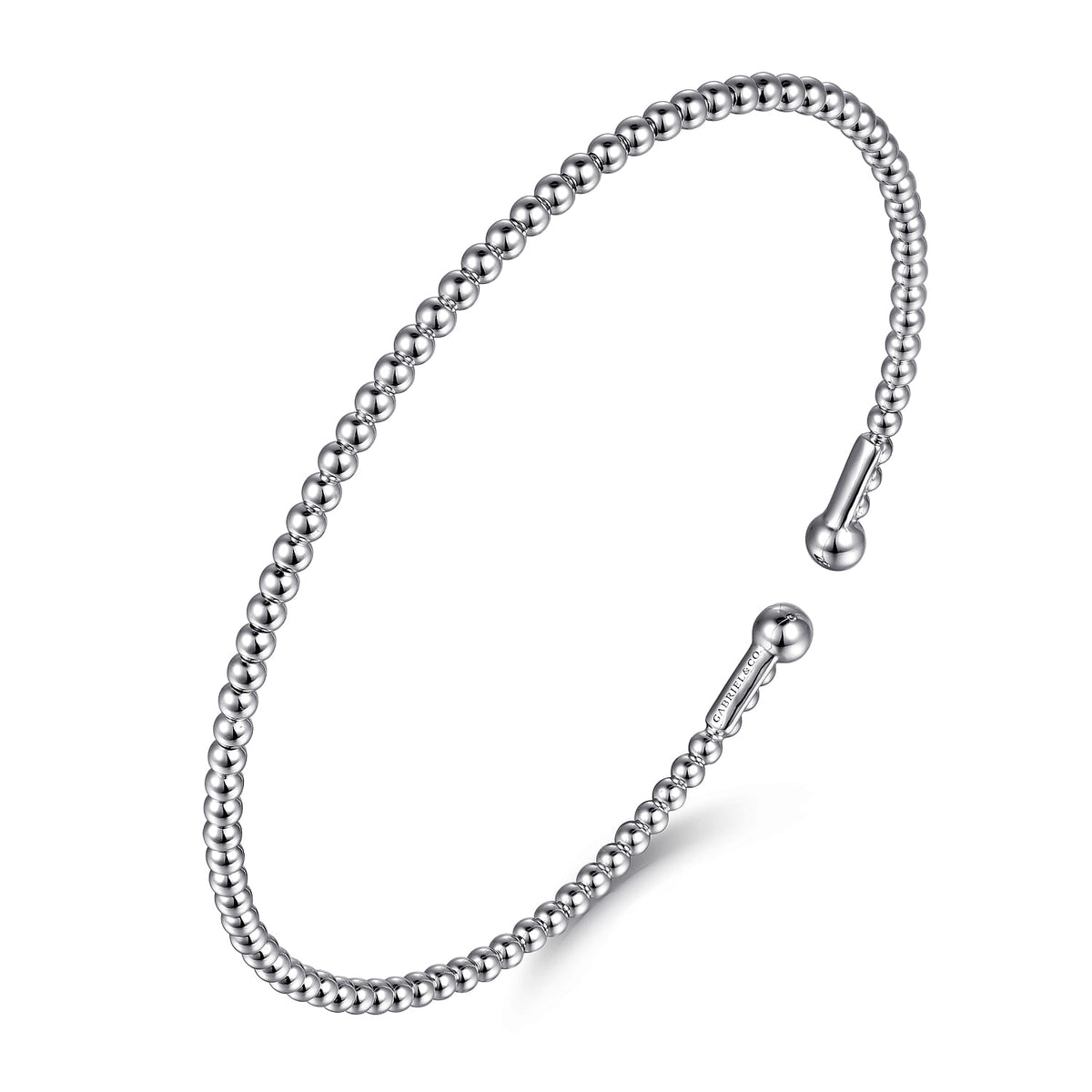 Split 14K White Gold Beaded Bujukan Bangle — Gabriel & Co. BG4107-6W4JJJ
