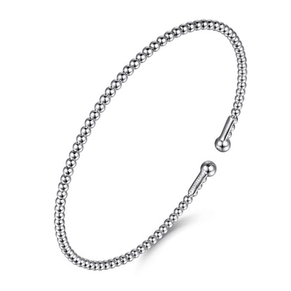 Split 14K White Gold Beaded Bujukan Bangle — Gabriel & Co. BG4107-6W4JJJ