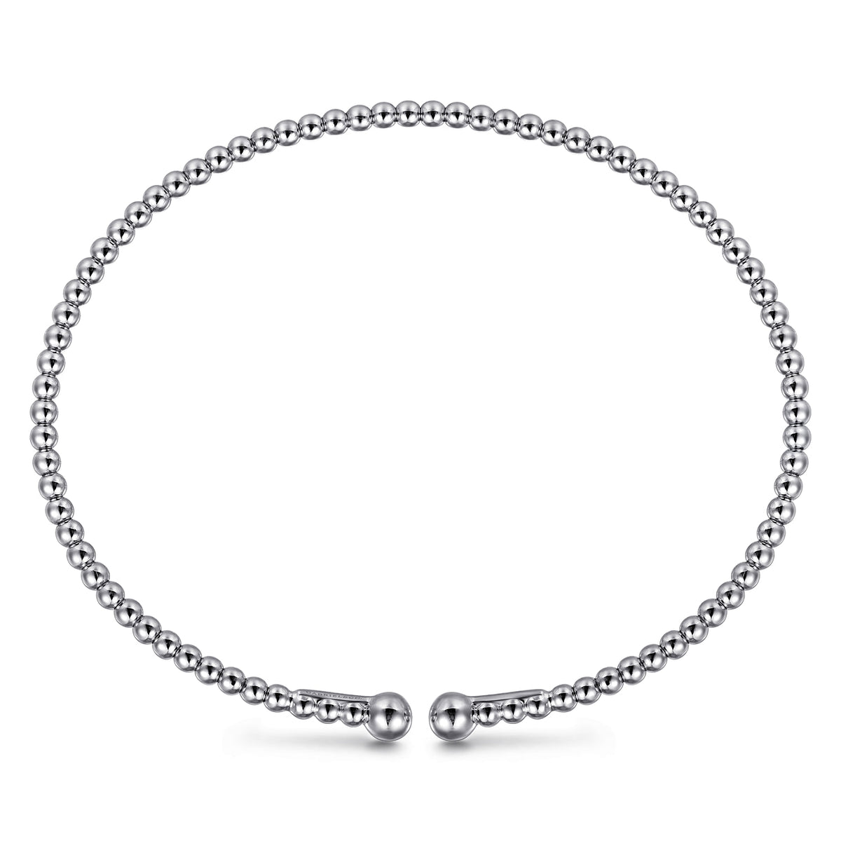 Split 14K White Gold Beaded Bujukan Bangle — Gabriel & Co. BG4107-6W4JJJ
