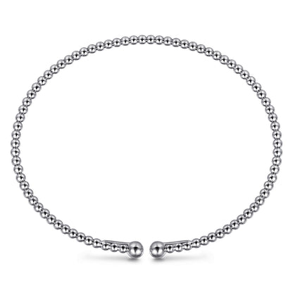 Split 14K White Gold Beaded Bujukan Bangle — Gabriel & Co. BG4107-6W4JJJ