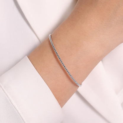 Split 14K White Gold Beaded Bujukan Bangle — Gabriel & Co. BG4107-6W4JJJ