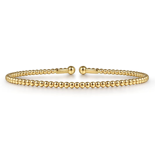 Split 14K Yellow Gold Beaded Bujukan Bangle — Gabriel & Co. BG4107-6Y4JJJ