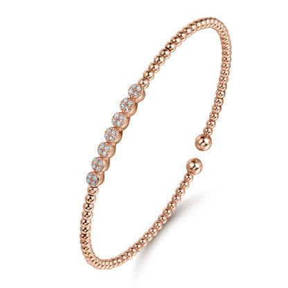 14K Rose Gold Bujukan Bead and Cluster Diamond Bangle — Gabriel & Co. BG4116-62K45JJ