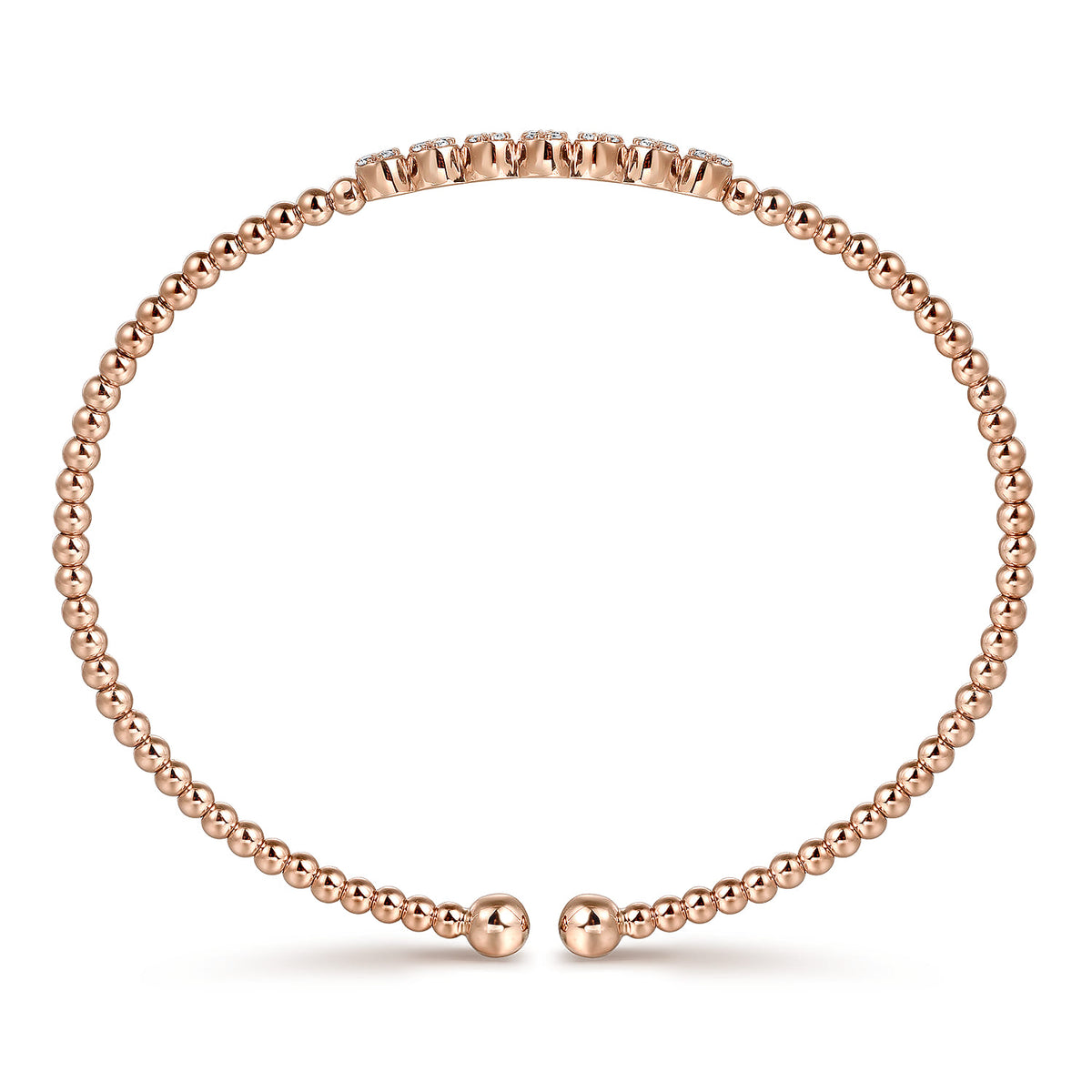 14K Rose Gold Bujukan Bead and Cluster Diamond Bangle — Gabriel & Co. BG4116-62K45JJ