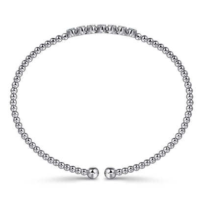 14K White Gold Bujukan Bead and Cluster Diamond Bangle — Gabriel & Co. BG4116-62W45JJ
