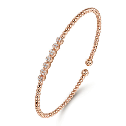 14K Rose Gold Bujukan Bead and Cluster Diamond Bangle — Gabriel & Co. BG4116-6K45JJ