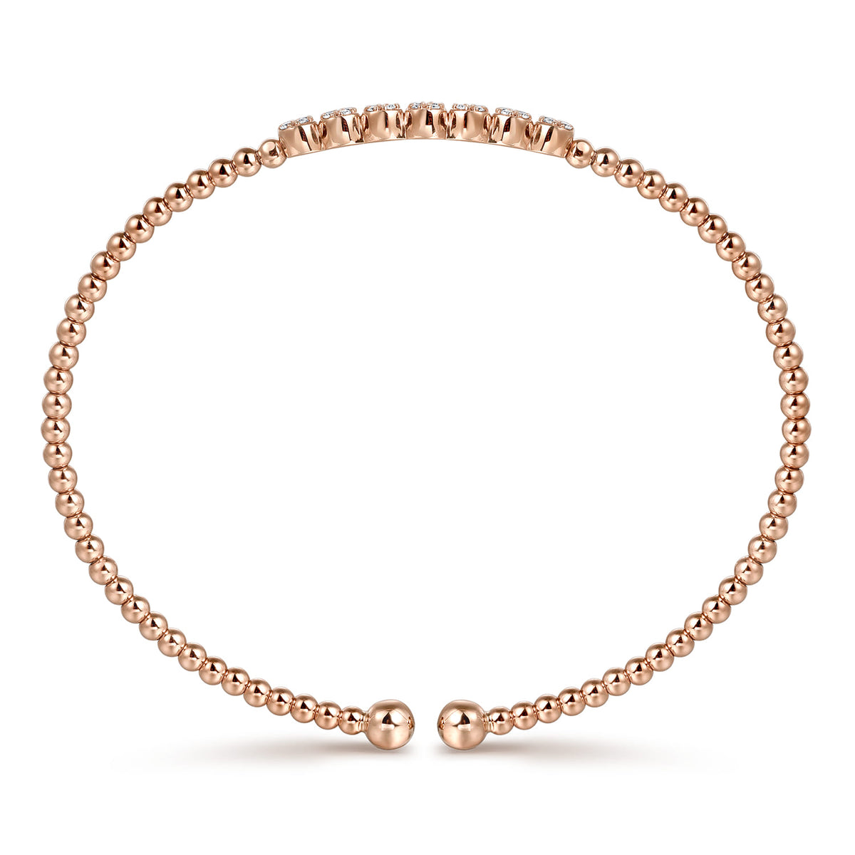 14K Rose Gold Bujukan Bead and Cluster Diamond Bangle — Gabriel & Co. BG4116-6K45JJ