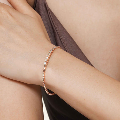 14K Rose Gold Bujukan Bead and Cluster Diamond Bangle — Gabriel & Co. BG4116-6K45JJ