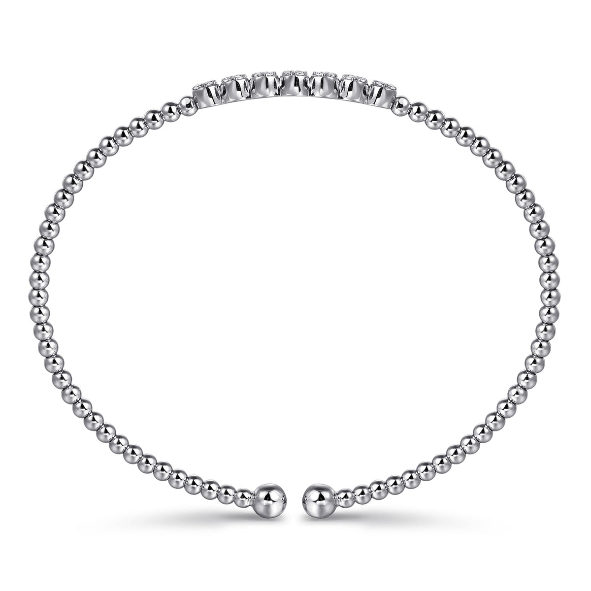14K White Gold Bujukan Bead and Cluster Diamond Bangle — Gabriel & Co. BG4116-6W45JJ
