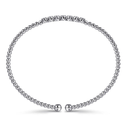 14K White Gold Bujukan Bead and Cluster Diamond Bangle — Gabriel & Co. BG4116-6W45JJ