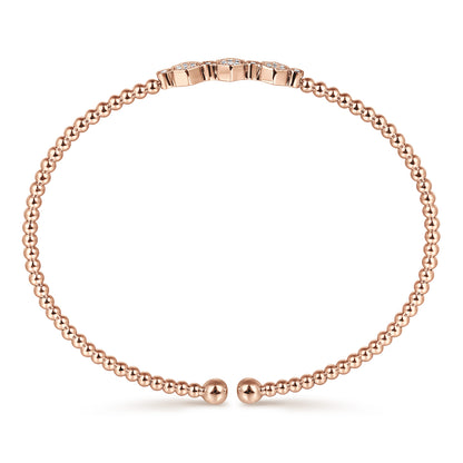 14K Rose Gold Bujukan Bead and Hexagon Cluster Diamond Bangle — Gabriel & Co. BG4117-6K45JJ