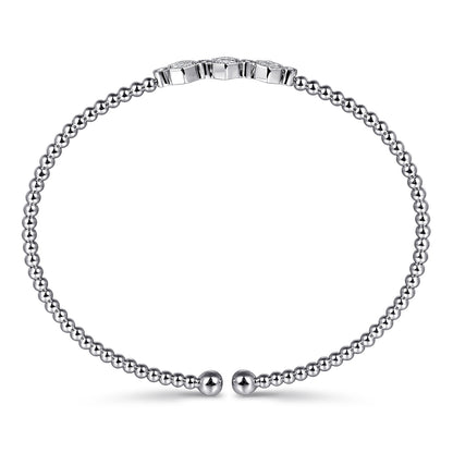14K White Gold Bujukan Bead and Hexagon Cluster Diamond Bangle — Gabriel & Co. BG4117-6W45JJ