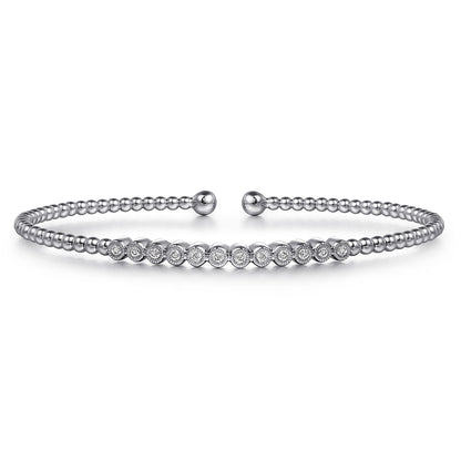 14K White Gold Bujukan Bead Diamond Bangle — Gabriel & Co. BG4118-62W45JJ