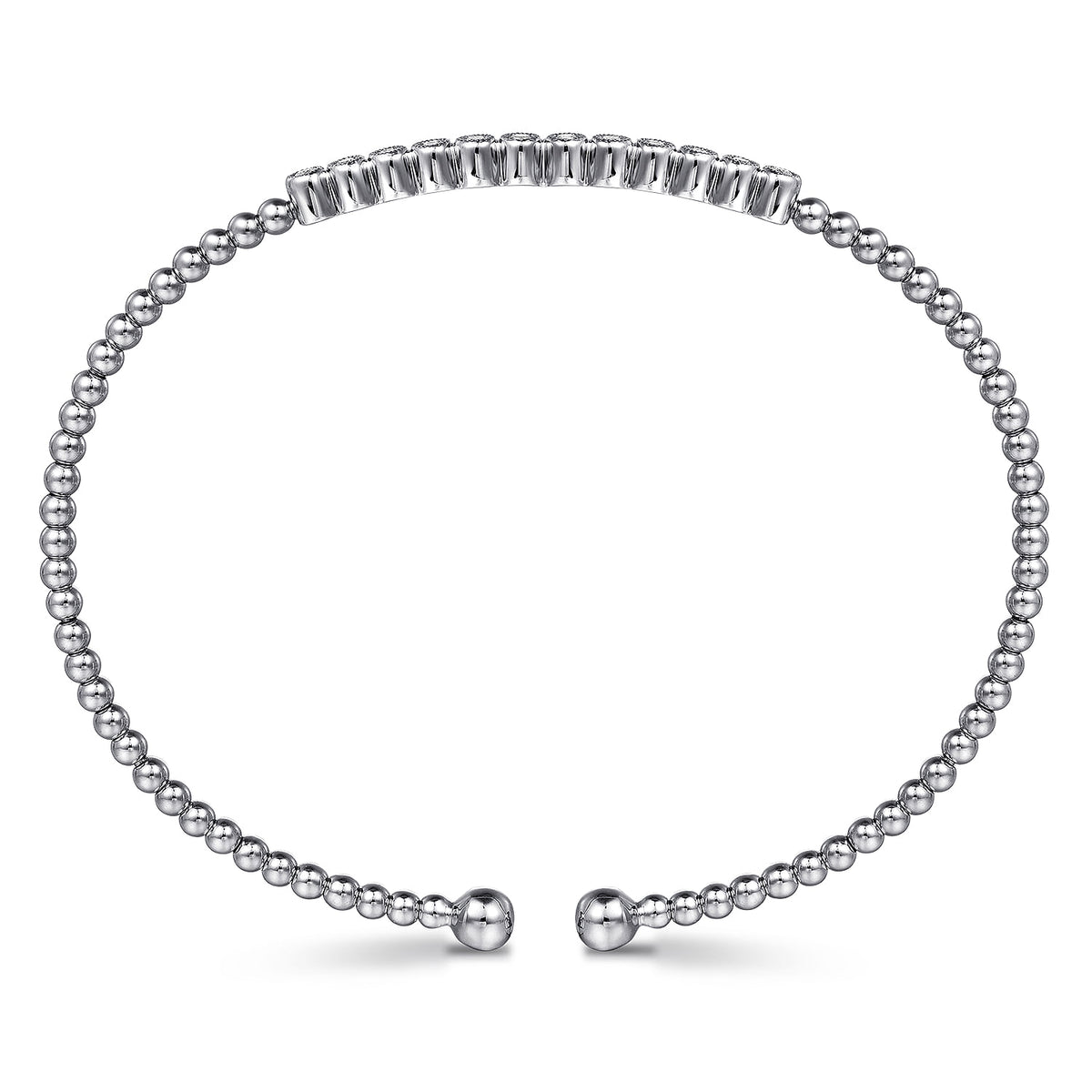 14K White Gold Bujukan Bead Diamond Bangle — Gabriel & Co. BG4118-62W45JJ