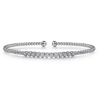 14K White Gold Bujukan Bead Diamond Bangle — Gabriel & Co. BG4118-6W45JJ