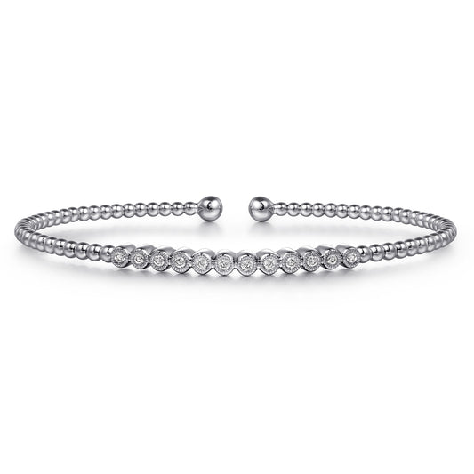 14K White Gold Bujukan Bead Diamond Bangle — Gabriel & Co. BG4118-6W45JJ